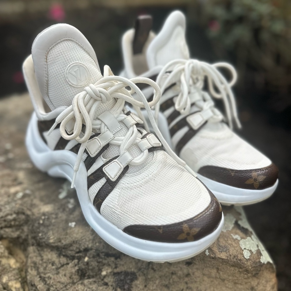 Louis Vuitton Cream and Brown Sneakers